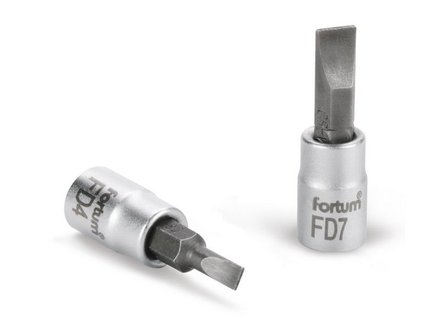 Hlavice zástrčná Fortum (4701800) hlavice zástrčná šroubovák plochý, 1/4&quot;, 4mm, L 37mm, CrV/S2