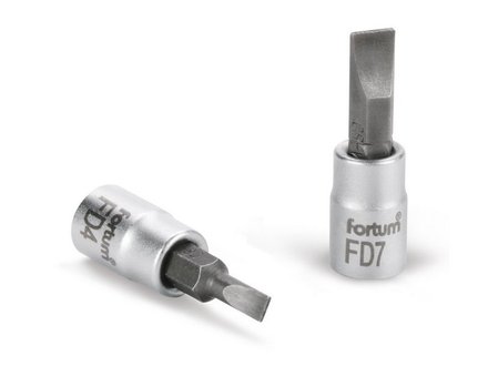 Hlavice zástrčná Fortum (4701802) hlavice zástrčná šroubovák plochý, 1/4", 7mm, L 37mm, CrV/S2