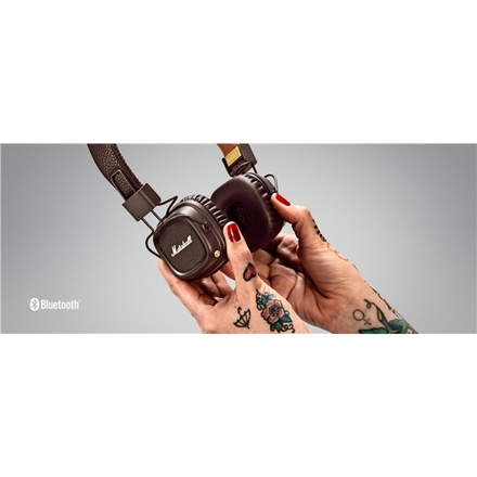 Polootevřená sluchátka Marshall Major II Bluetooth - hnědá (8)