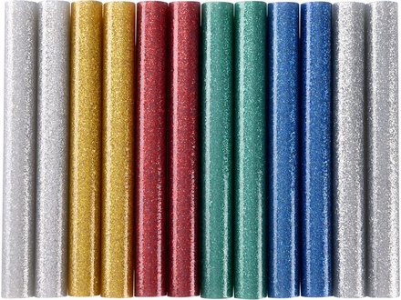 Tavné tyčinky Extol Craft (9911), mix barev se třpytem (glitter), ?11 x 100mm, 12ks