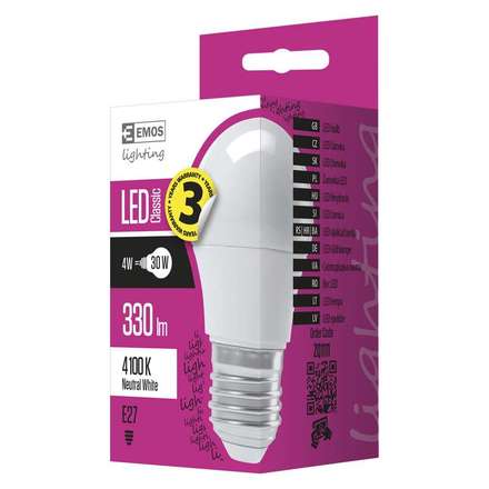 LED žárovka Emos ZQ1111 LED žárovka Classic Mini Globe 4W E27 neutrální bílá (2)