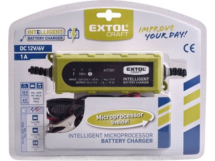 Nabíječka autobaterií Extol Craft (417301) autonabíječka 5stupňová, řízená mikroprocesorem, 6/12V, 1A (1)