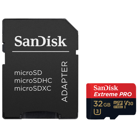 Paměťová karta Sandisk Micro SDHC Extreme Pro 32GB UHS-I U1 (100R/ 90W) + adaptér