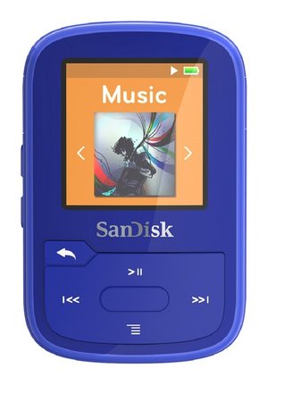 MP3 přehrávač SanDisk Sansa Clip Sport Plus 16GB, Bluetooth, modrá