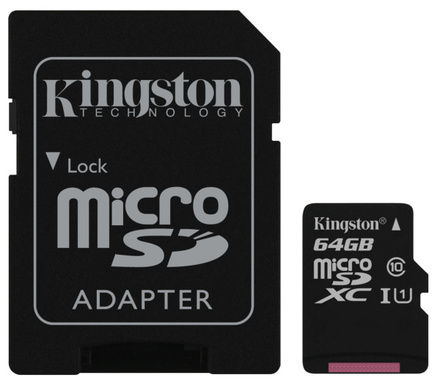 Paměťová karta Kingston Canvas Select MicroSDXC 64GB UHS-I U1 (80R/ 10W) + adapter