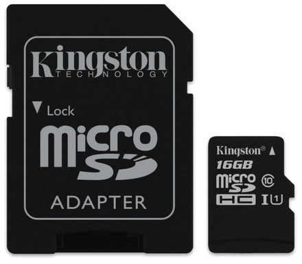 Paměťová karta Kingston Canvas Select MicroSDHC 16GB UHS-I U1 (80R/ 10W) + adapter