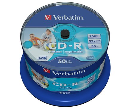 CD disk Verbatim CD-R 700MB 52x, printable, spindle, 50ks (43438)