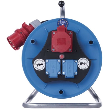 Kabel prodlužovací na bubnu Emos P193250 3x zásuvka, 25m, 380V - černý (1)