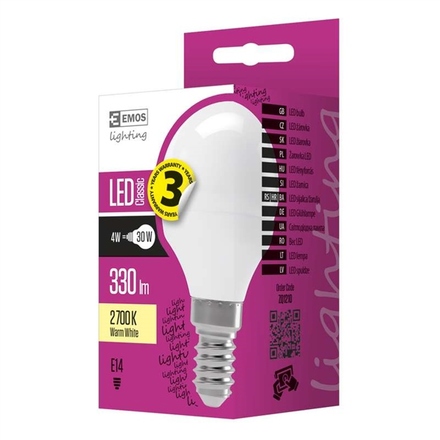 LED žárovka Emos ZQ1210 Classic Mini Globe 4W E14 teplá bílá (2)