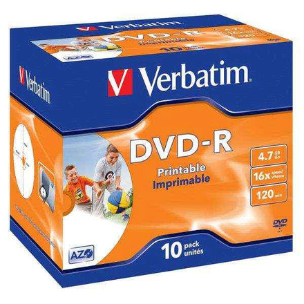 DVD disk Verbatim DVD-R 4,7GB 16x, AZO, printable, jewel, 10ks (43521)
