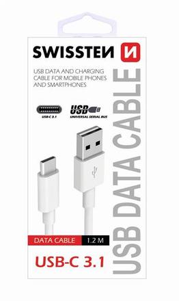 USB kabel Swissten USB / USB-C 3.1 1,2m bílá