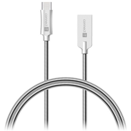 USB kabel Connect IT CCA-5010-SL USB-C (Type C) - USB, 1m, stříbrný