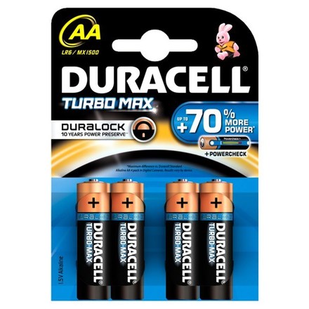 Tužkové baterie Duracell Turbo AA 1500 K4 Duralock, blistr 4ks