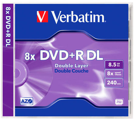 DVD disk Verbatim DVD+R DL, 8,5GB, 8x jewel box, 5ks (43541)