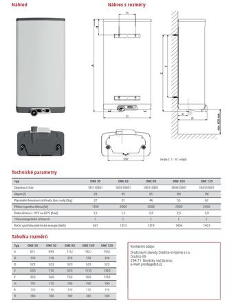 Elektrický ohřívač vody DZD Dražice OKHE ONE 100 (2)