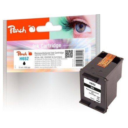 Inkoustová náplň Peach HP 652, kompatibilní - černá