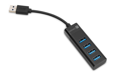 USB Hub Connect IT 4 porty USB 3.0 - černý