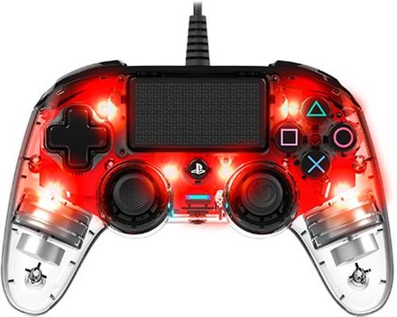 Gamepad Nacon Wired Compact Controller pro PS4 - červený/ průhledný