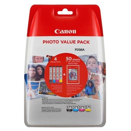 Inkoustová náplň Canon CLI-571 XL PHOTO VALUE Pack, CMYK originální