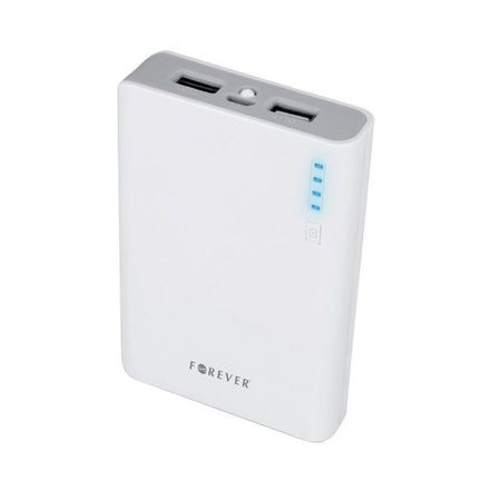 Záložní zdroj Forever Power Bank 10000 mAh 2xUSB - šedá/ bílá
