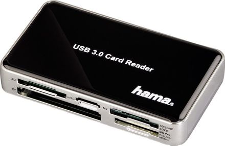 Čtečka paměťových karet Hama multi čtečka karet USB 3.0 All in One, černá/ stříbrná