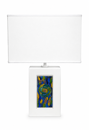 Stolní lampa Kolarz (5360.70180/AQ70) TL SABRINA, bílá, Dekor AQUA modrá, zelená, 1 flg., E27, 60W, IP20, H 52cm