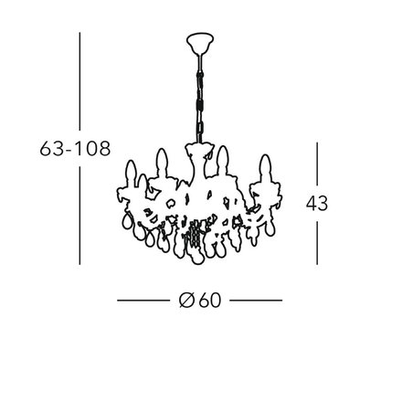 Lustr Kolarz (960.810+5) LU VALERIE, Mosazný, lesklý 15 flg., E14, 40W, IP20, D 75cm, LH 55cm, H 75-120cm (2)
