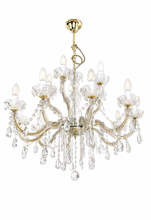 Lustr Kolarz (960.810+5) LU VALERIE, Mosazný, lesklý 15 flg., E14, 40W, IP20, D 75cm, LH 55cm, H 75-120cm (1)