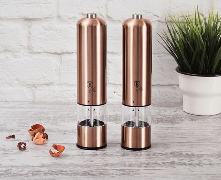 Mlýnek na sůl a pepř Berlingerhaus BH-1905 elektrický sada 2 ks Rosegold Metallic Line (1)