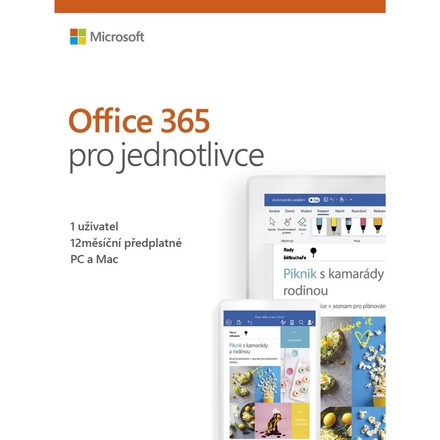 Software Microsoft Off 365 Personal Czech EuroZone Subscr 1YR Medialess P4 (QQ2-00742)