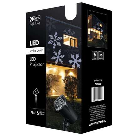 Vánoční projektor Emos ZY1936 LED vánoční dekorativní projektor – bílé vločky, časovač (1)