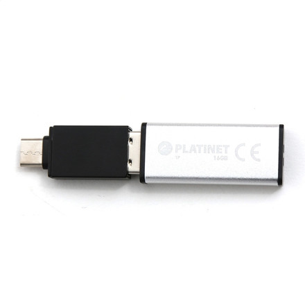 USB Flash disk Platinet PMFEC16S X-DEPO adapt. USB-C - 16 GB stříbrná