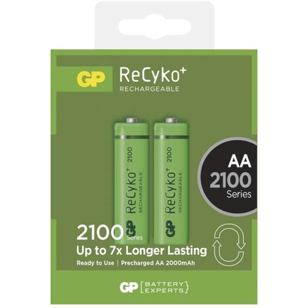 Nabíjecí tužkové baterie GP ReCyko+ AA, HR6, 2100mAh, Ni-MH, krabička 2ks