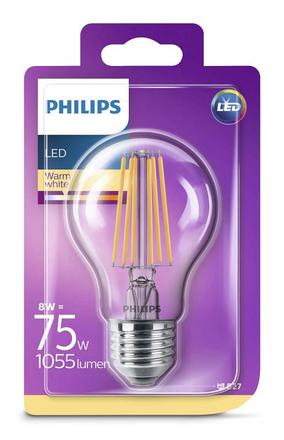 LED žárovka Philips klasik, 8W, E27, teplá bílá (447391) (1)