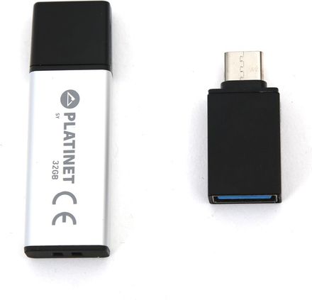 USB Flash disk Platinet PMFEC32S X-DEPO adapt. USB-C - 32 GB stříbrná