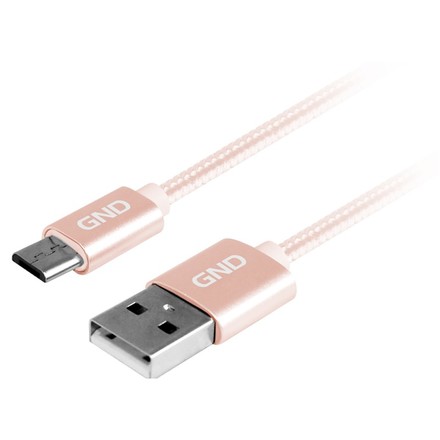 USB kabel GND MICUSB200MM06 USB / micro USB, opletený, 2m, zlatý