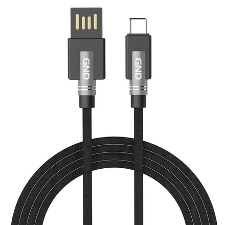USB kabel GND USB / USB-C, 1m, opletený - černý (USBAC100MM19)