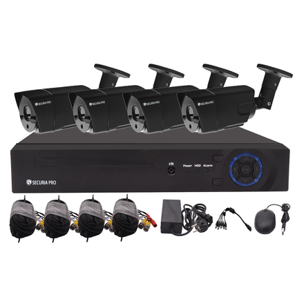 Kamerový set Securia Pro AHD4CHV1-B AHD DVR + 4 analogové kamery - černá
