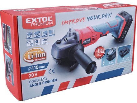 Úhlová bruska Extol Premium (8891840) aku SHARE20V, 115mm, 20V Li-ion, 2000mAh (5)