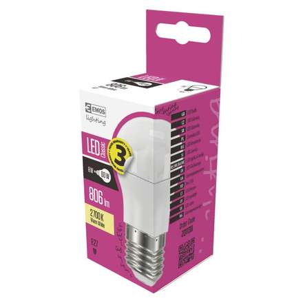 LED žárovka Emos ZQ1130 LED žárovka Classic Mini Globe 8W E27 teplá bílá (2)