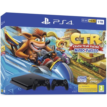 Herní konzole Sony PlayStation 4 1 TB + Crash Team Racing + 2x ovladač - černá