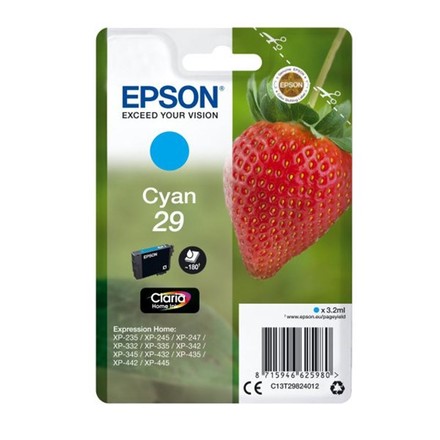 Inkoustová náplň Epson T2982, 3.2 ml - azurová originální