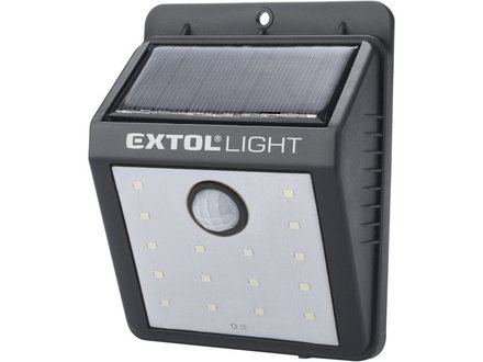 Venkovní nástěnné svítidlo Extol Light (43130) s pohybovým čidlem, 120lm, solární nabíjení