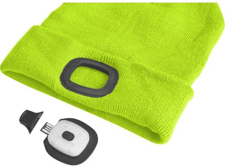 Čepice s čelovkou Extol Light (43194) čepice s čelovkou 4x45lm, nabíjecí, USB, fluorescentní žlutá, univerzální velikost (2)