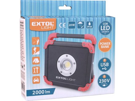 LED reflektor Extol Light (43134) nabíjecí s powerbankou, 2000lm (8)