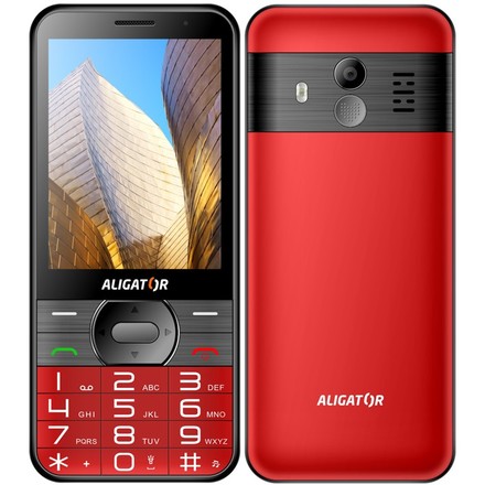 Mobilní telefon pro seniory Aligator A900 Senior + nabíjecí stojánek - červený