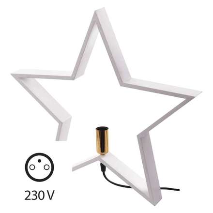 Svícen na žárovku Emos ZY2214 Svícen na žárovku E14 dřevěný bílý, hvězda, 48cm, vnitřní
