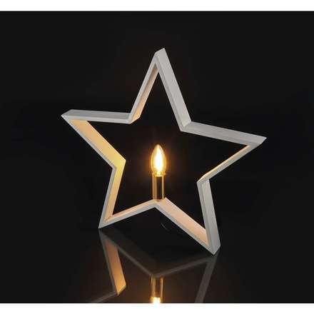 Svícen na žárovku Emos ZY2214 Svícen na žárovku E14 dřevěný bílý, hvězda, 48cm, vnitřní (4)