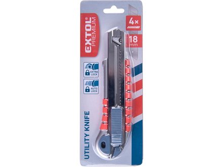 Ulamovací nůž Extol Premium (8855015) s kovovou výstuhou a zásobníkem, 18mm Auto-lock (1)