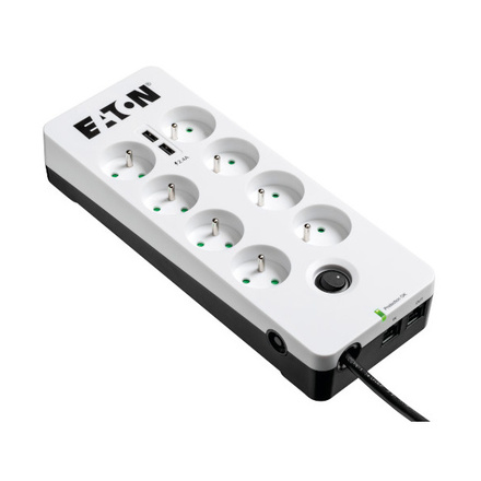 Přepěťová ochrana Eaton Protection Box 8 USB Tel@ FR, 8 výstupů, zatížení 10A, tel., 2x USB port